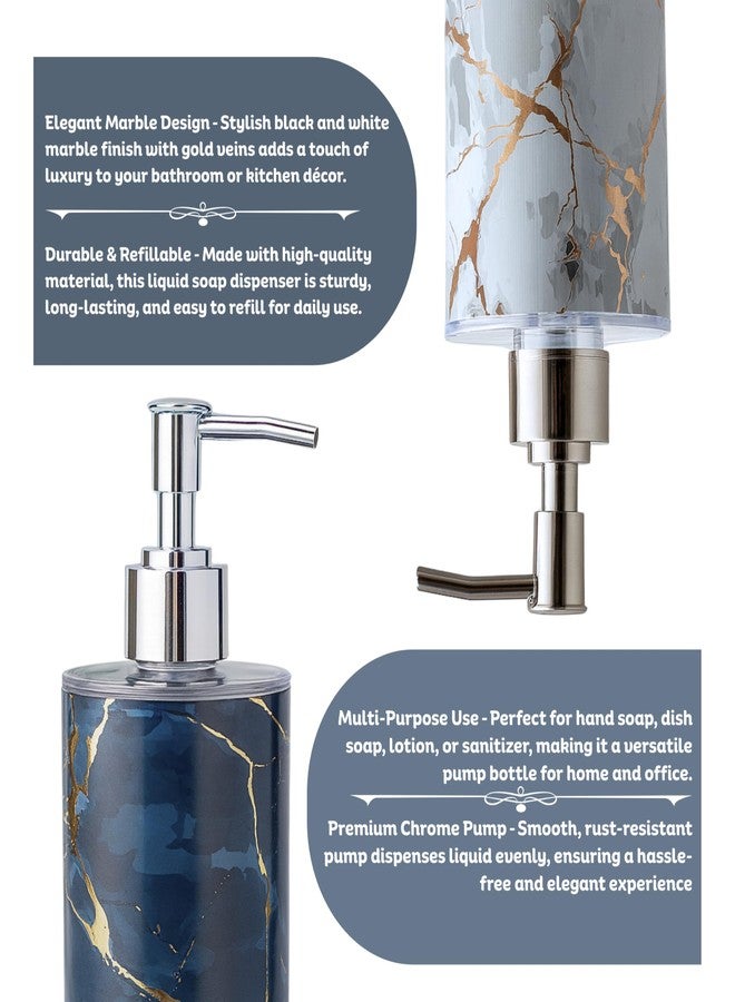 Emoh Roced Liquid Soap Dispenser 250ML - Refillable Unbreakable Plastic Bottle for Handwash, Sanitizer, Lotion, Shampoo - Bathroom, Kitchen, Sink, Shower, Wash Basin (White Marble, Pack of 1) - Image 5